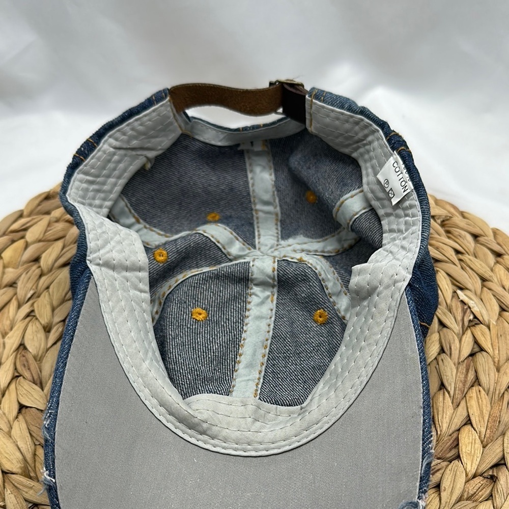Denim Cap with Red Rose Embroidery - Picture 4 of 5